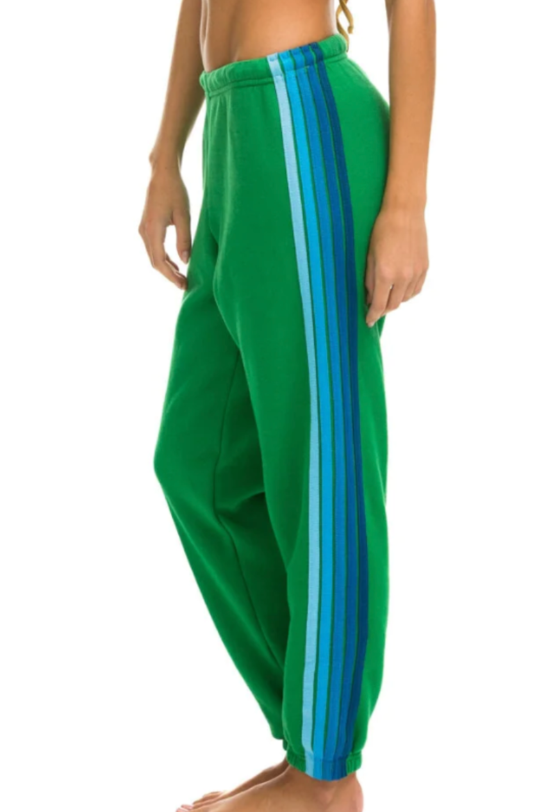 AV Kelly Green Blue 5 Stripe Sweatpants