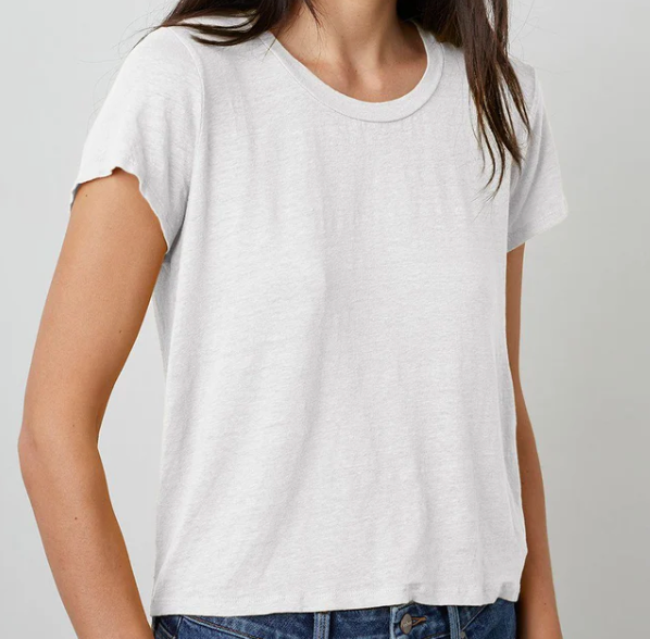 Velvet Casey Linen Tee (White + Shadow)